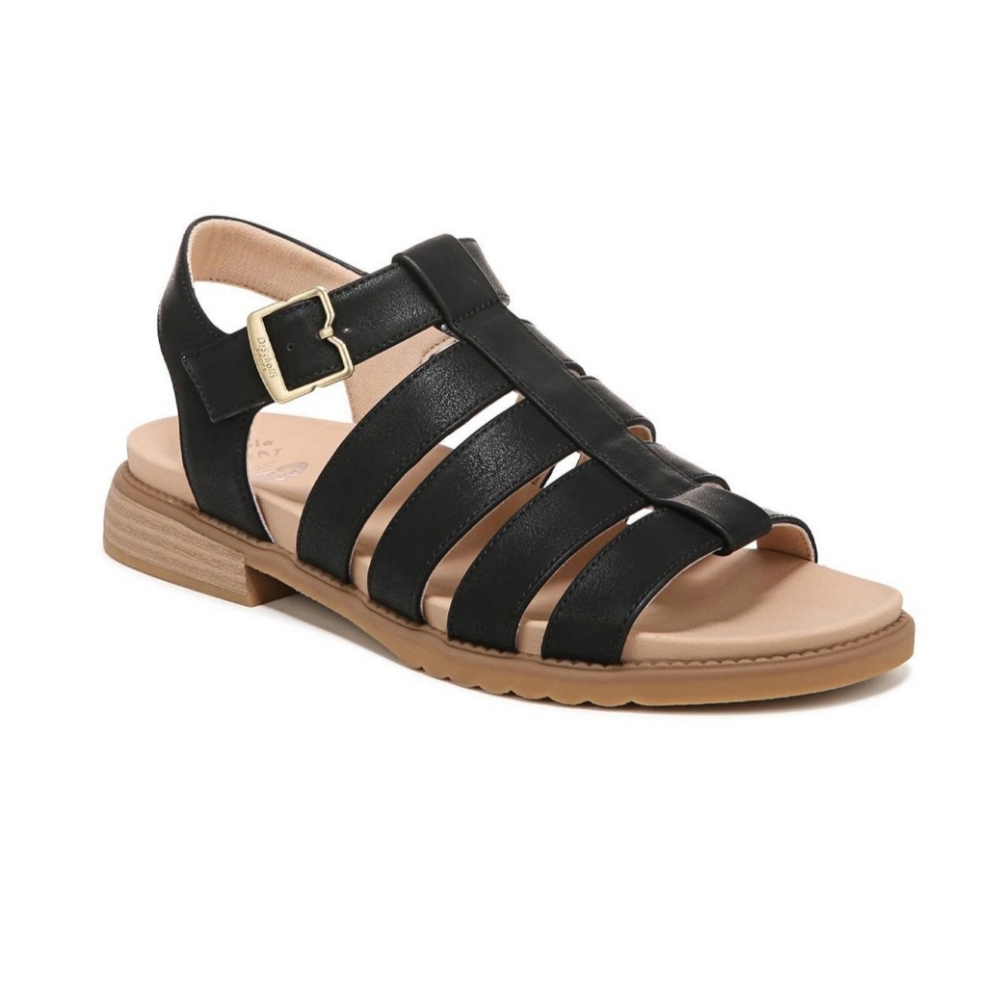 Women's Dr. Scholl's A Ok Faux Leather Strappy Sandals - Black Size 7.5 M